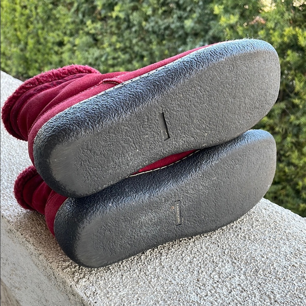 Warm Fleece Linda Red Suede Ankle Boots - Picture 4 of 5
